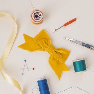Mustard Yellow Velvet Ribbon Bow Hair Clip