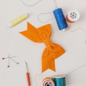 Orange Velvet Ribbon Bow Hair Clip