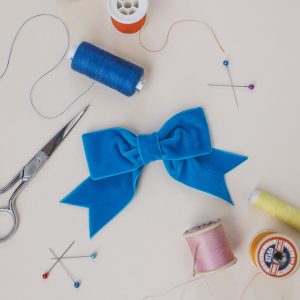 Peacock Velvet Ribbon Bow Hair Clip