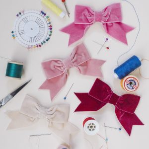 Bubblegum Pink Coral Pink Wine Red and Cream Velvet Hair Bows