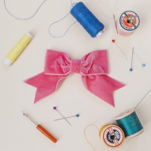 Bubblegum Pink Velvet Ribbon Bow Hair Clip
