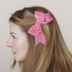 Bubblegum Pink Velvet Ribbon Bow Hair Clip