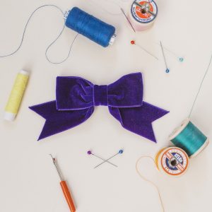 Purple Velvet Ribbon Bow Hair Clip
