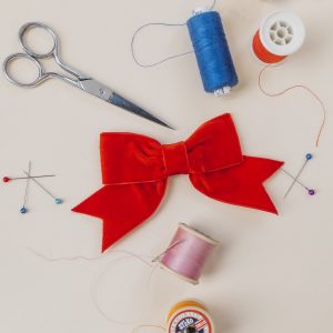 Red Velvet Ribbon Hair Bow