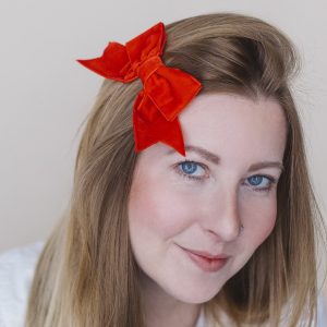 Red Velvet Ribbon Bow Hair Clip