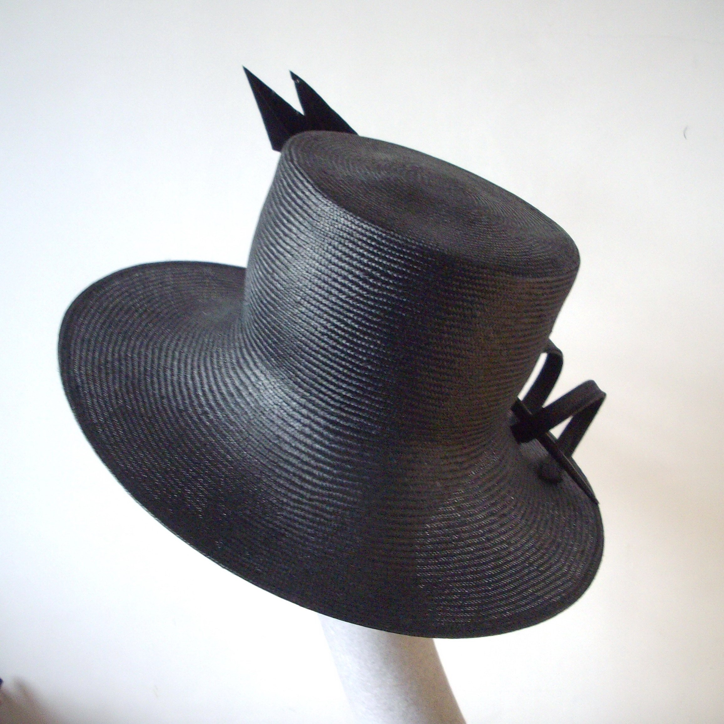 Black Straw Reworked Hat - Before