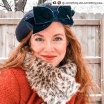 Imogen's Imagination Navy Blue Beret with a Navy Velvet Ribbon Bow worn by Customer