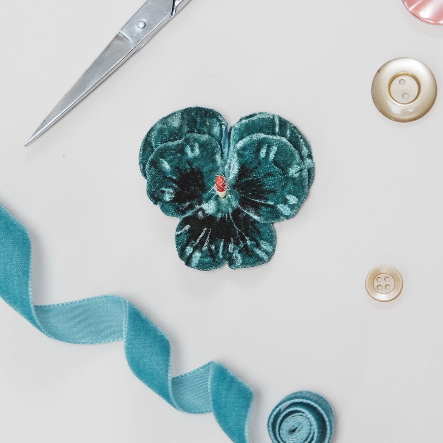 Teal Velvet Flower hair accessory for women and girls