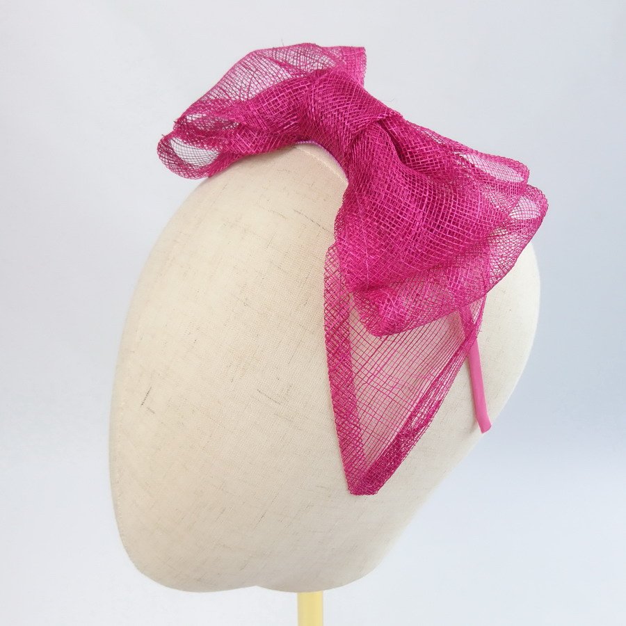 Dark Pink Large Sinamay Bow Fascinator