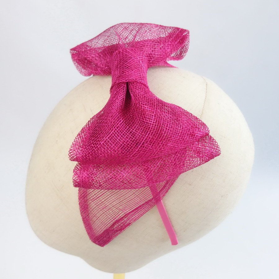 Dark Pink Large Sinamay Bow Fascinator