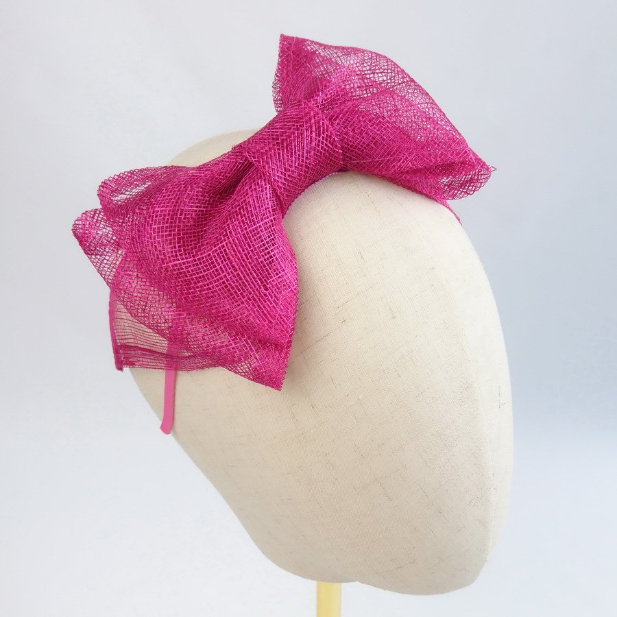 Dark Pink Bow Fascinators