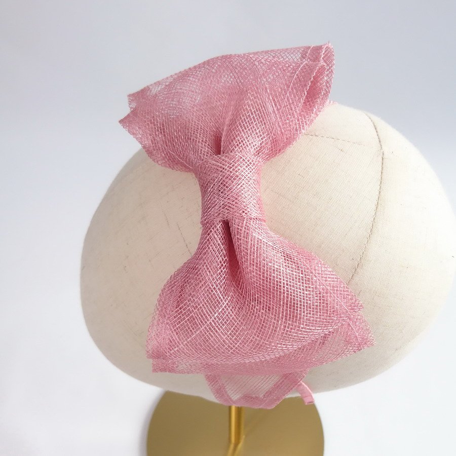Dusky Pink Vegan Friendly Fascinators - top view of fascinator