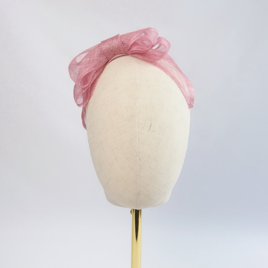 Dusky Pink Wedding Fascinators - Large Bow made from Sinamay Straw