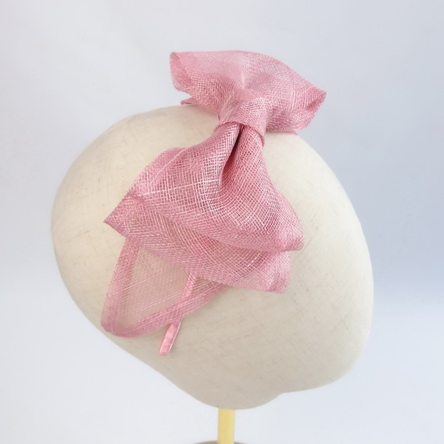 Dusky Pink Womens Hair Accessories - Sinamay Bow Fascinator