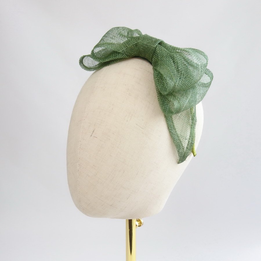 Green Large Sinamay Bow Fascinator