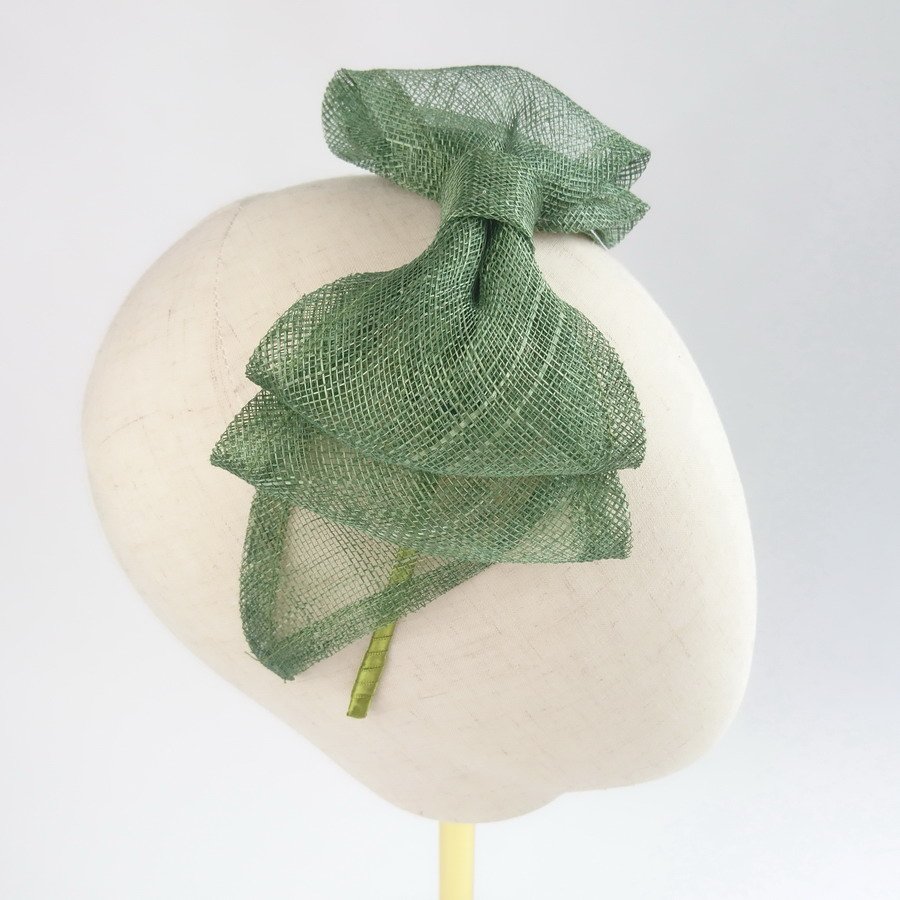 Green Womens Hair Accessories - Sinamay Bow Fascinator