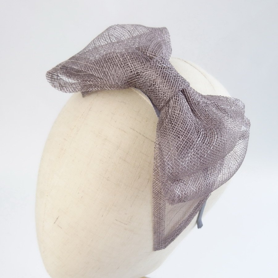 Pewter Grey Large Sinamay Bow Fascinator