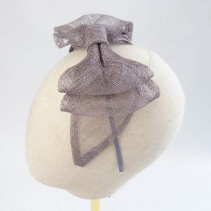 Pewter Grey Large Sinamay Bow Fascinator