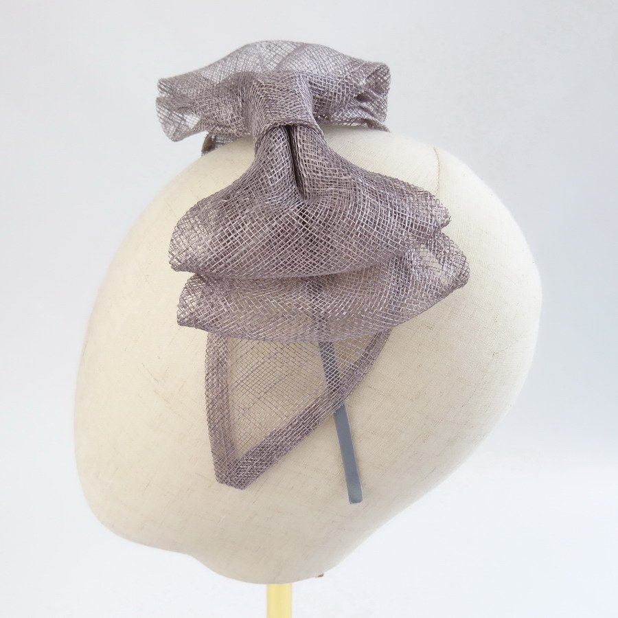 Pewter Grey Large Sinamay Bow Fascinator