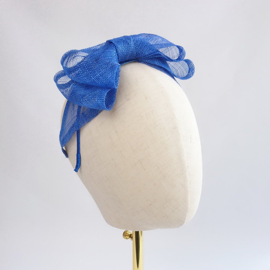 Royal Blue Large Sinamay Bow Fascinator