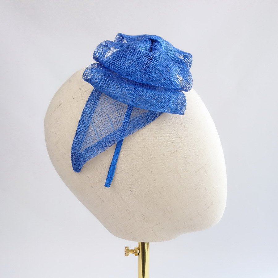 Royal Blue Fascinator by Imogen’s Imagination, featuring large sinamay straw bow
