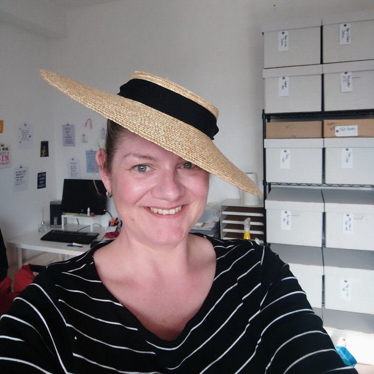 Sophie Cooke wearing an Imogen's Imagination sun hat