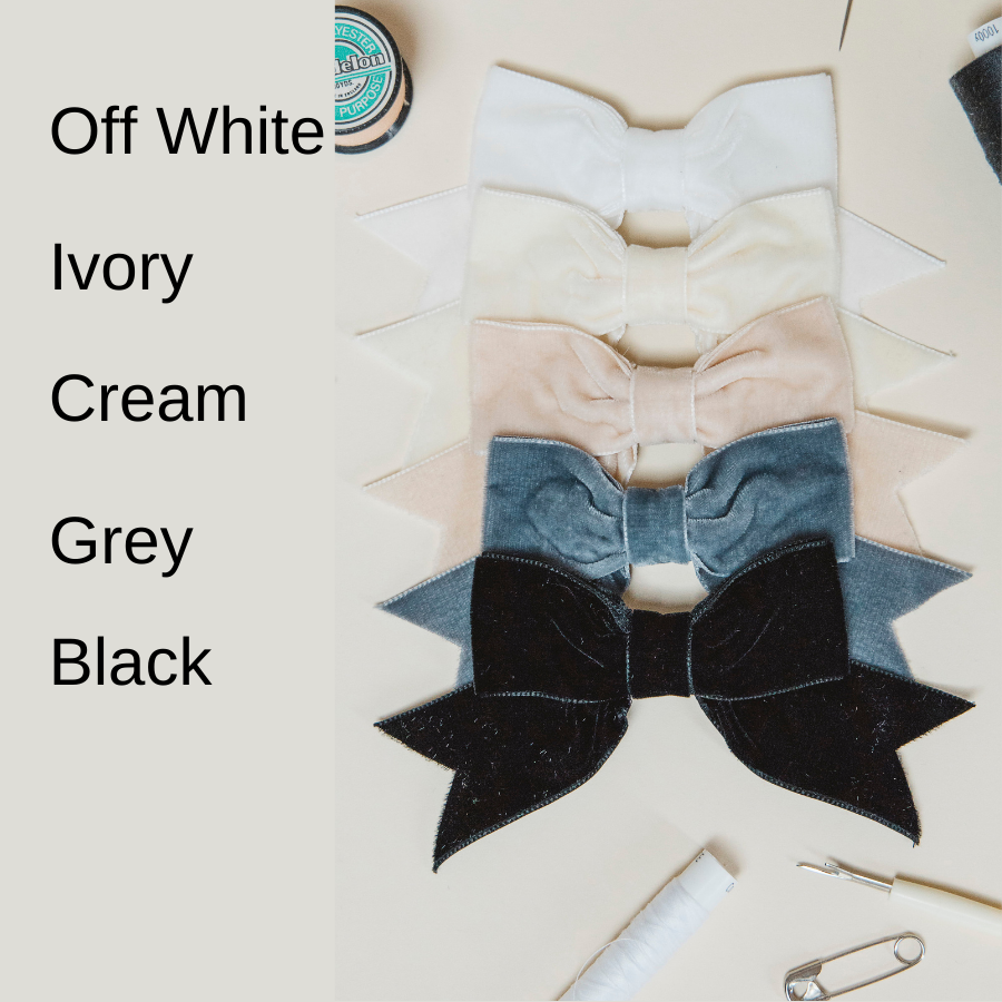 Neutral Velvet Ribbon Bow Hair Clips Handmade by Imogen's Imagination