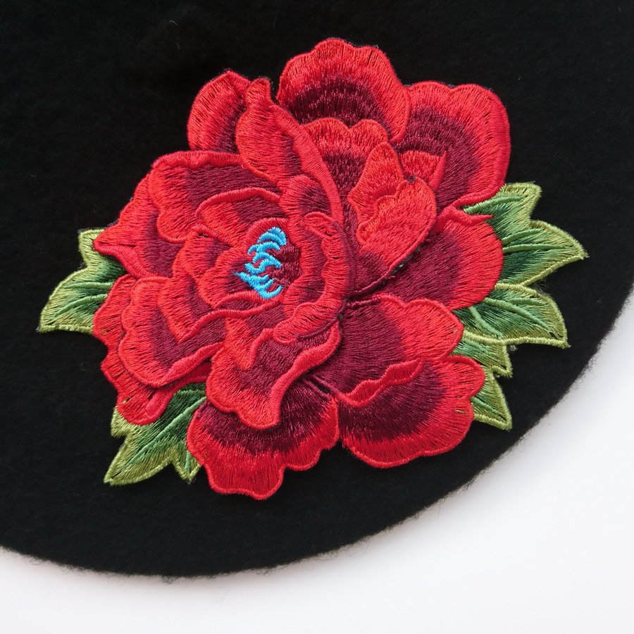 Detail of a Red Embroidery Chrysanthemum