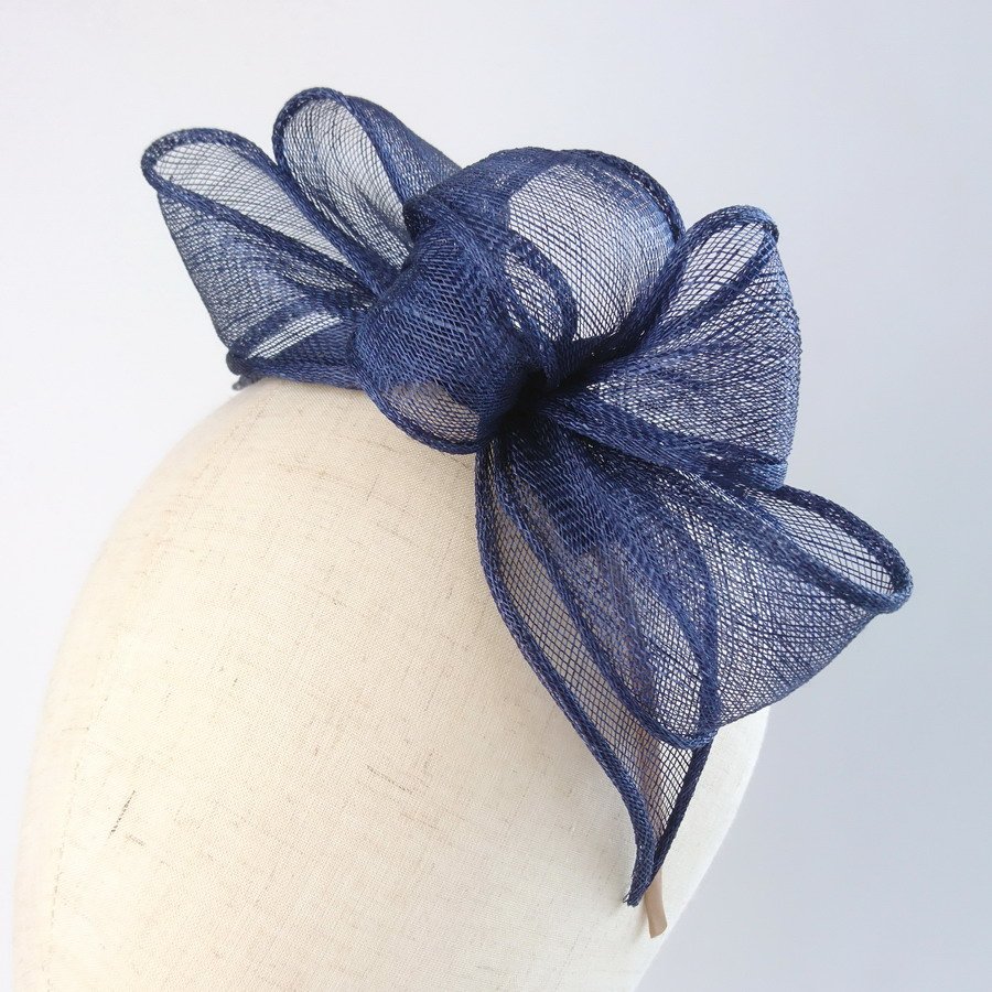 Custom Order Vegan Friendly Fascinator in Navy Blue by Imogen's Imagination