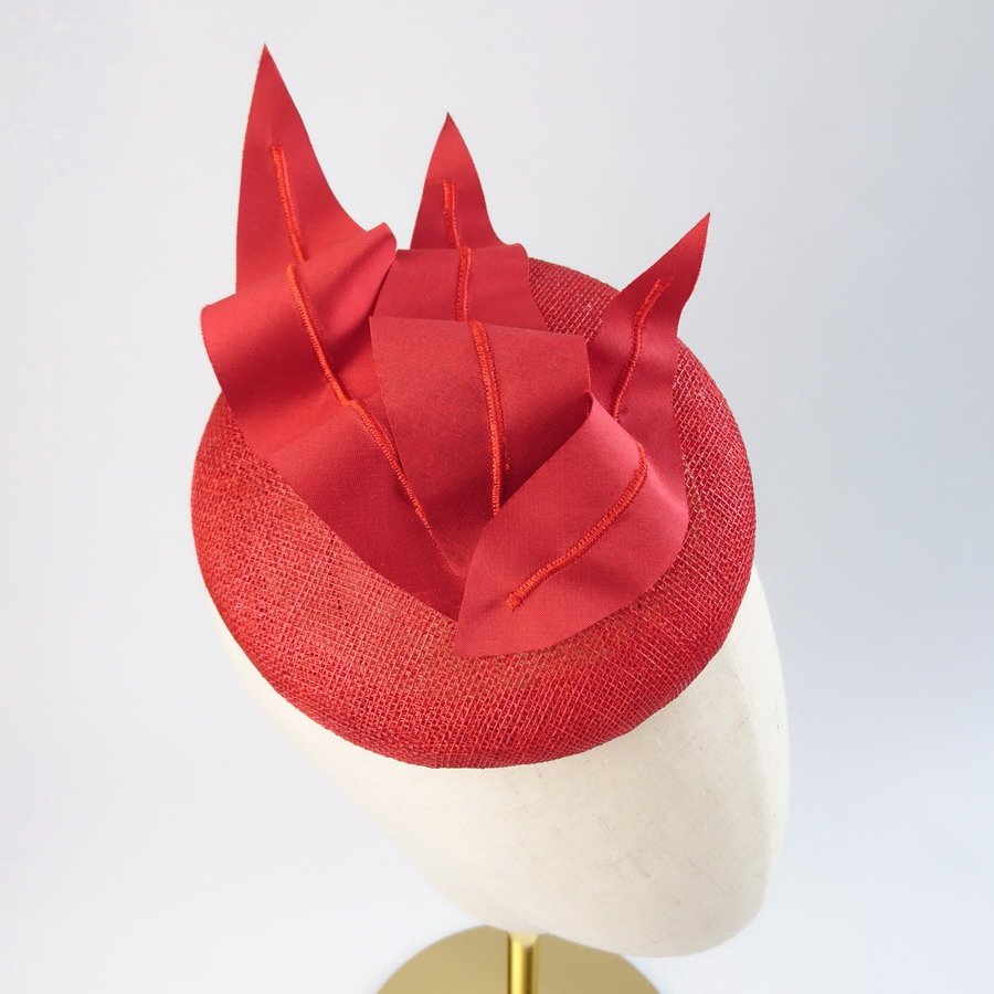 Red Mother of the Bride Hat with Silk Feathers