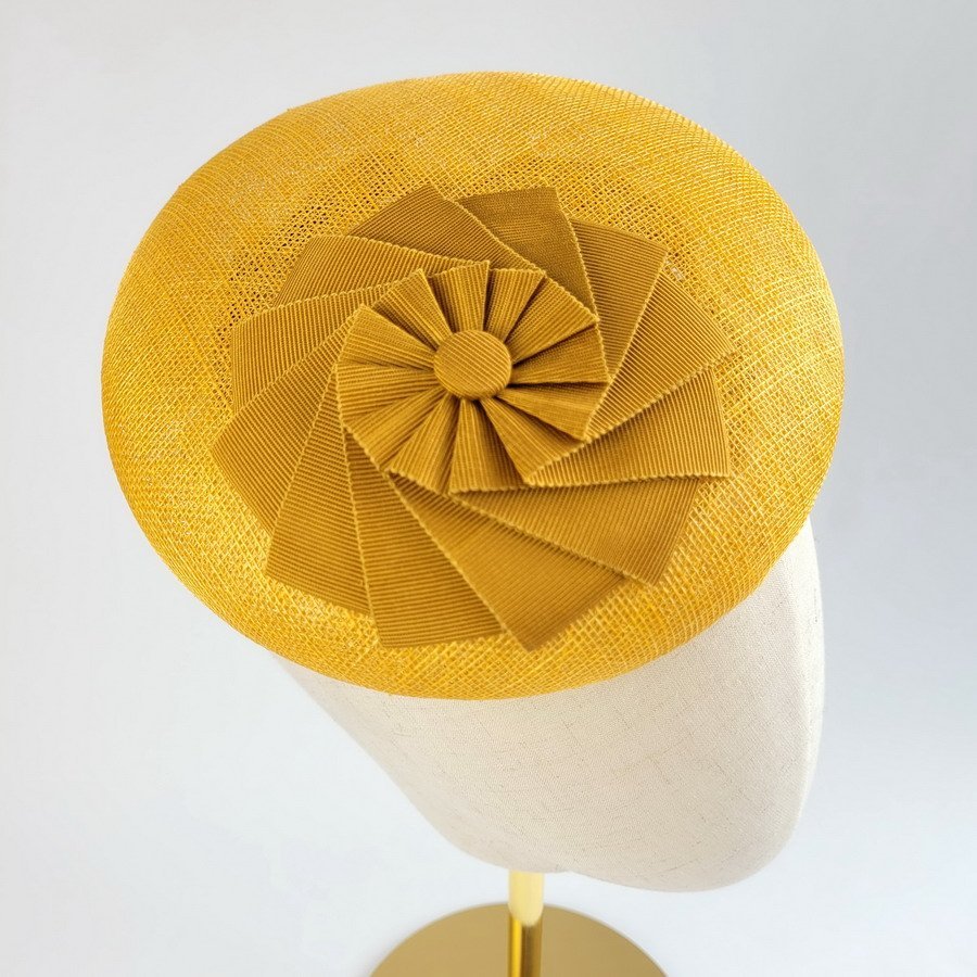Mustard Yellow Cocktail Hat with Rosette