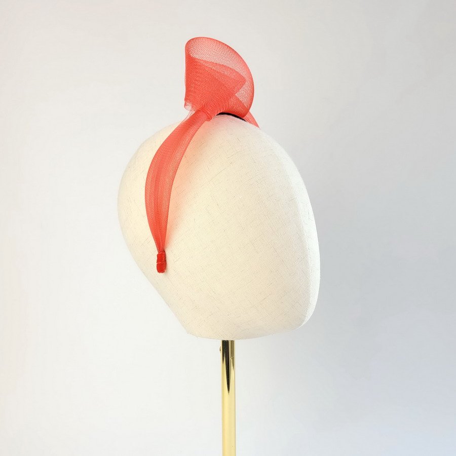 Red wedding headband - worn to the right of the head