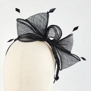 Black Summer Fascinator worn to the left of the head