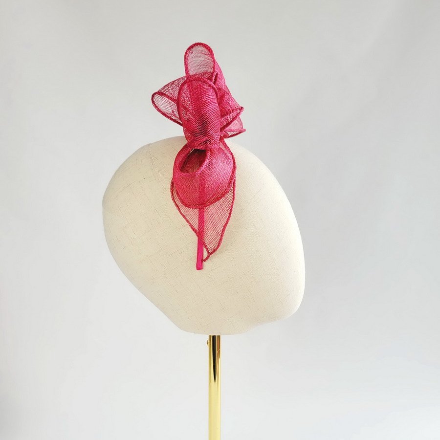 Fuchsia Pink Fascinator handmade by Sheffield milliner Imogen's Imagination