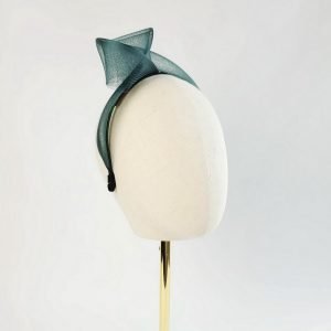 Dark Green wedding headband - worn to the right of the head