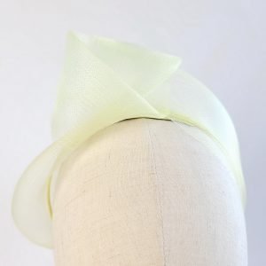Pale Yellow wedding headband - worn to the right of the head