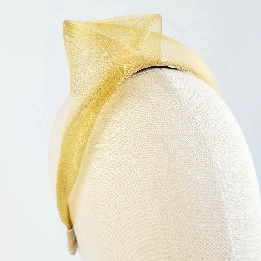 Mustard wedding headband - worn to the right of the head