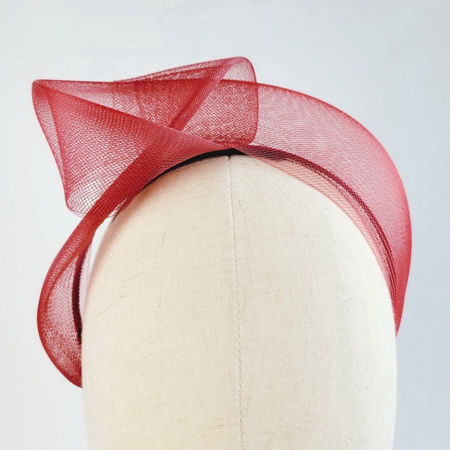 Wine red wedding fascinator with no feathers