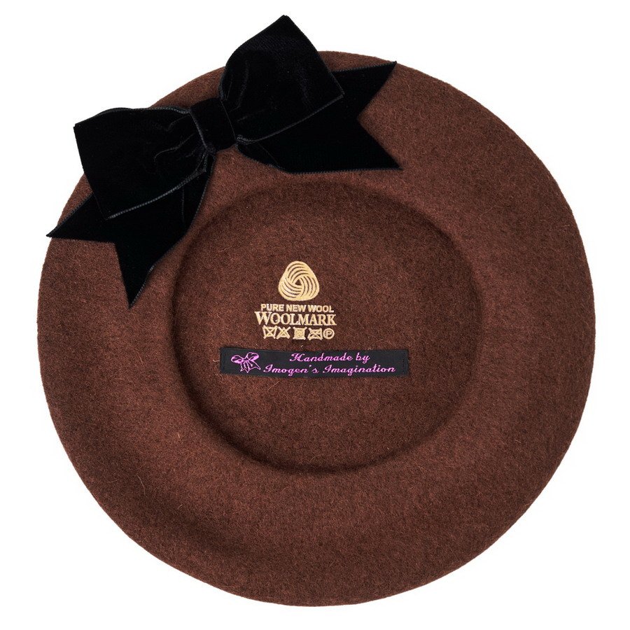 Brown Beret with Black Bow