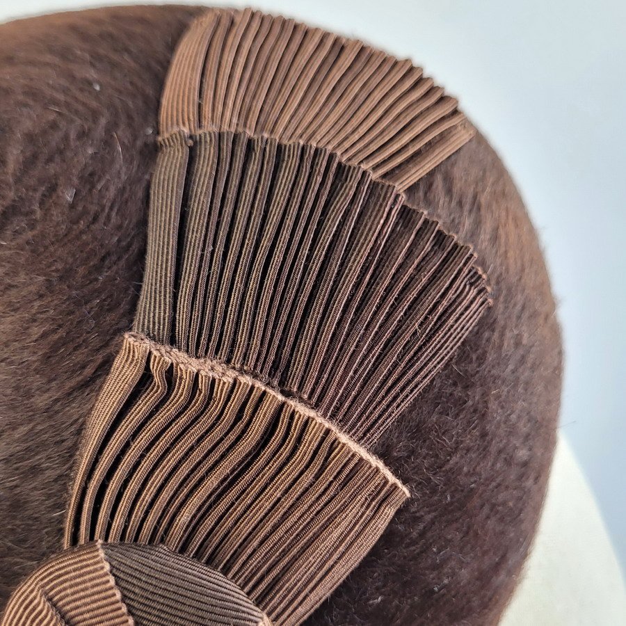 Detail of a Brown Spring Race Day Hat handmade by Imogen's Imagination