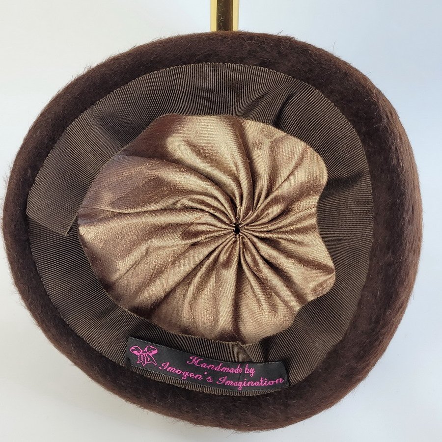 Brown Autumn Race Day Hat lined in silk by Imogen's Imagination