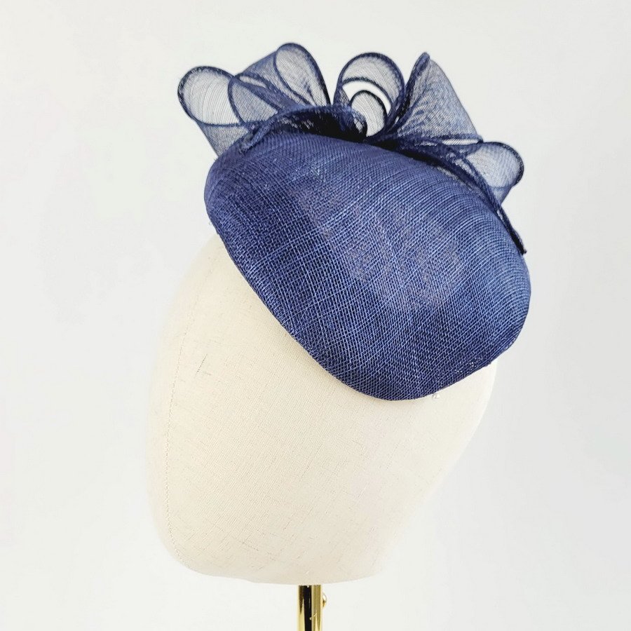 Navy Blue Sloped Beret Hat with Loops - Image 7