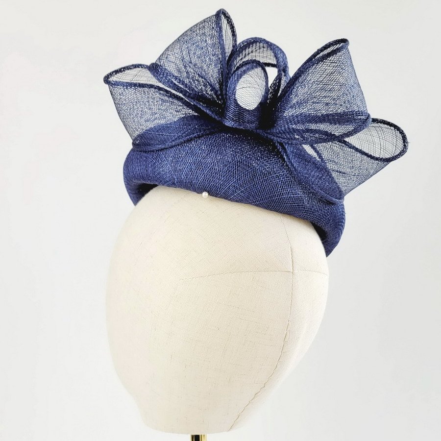 Navy Blue Sloped Beret Hat with Loops - Image 4