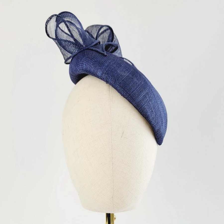 Navy Blue Sloped Beret Hat with Loops - Image 6