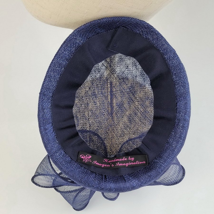 Navy Blue Sloped Beret Hat with Loops - Image 5