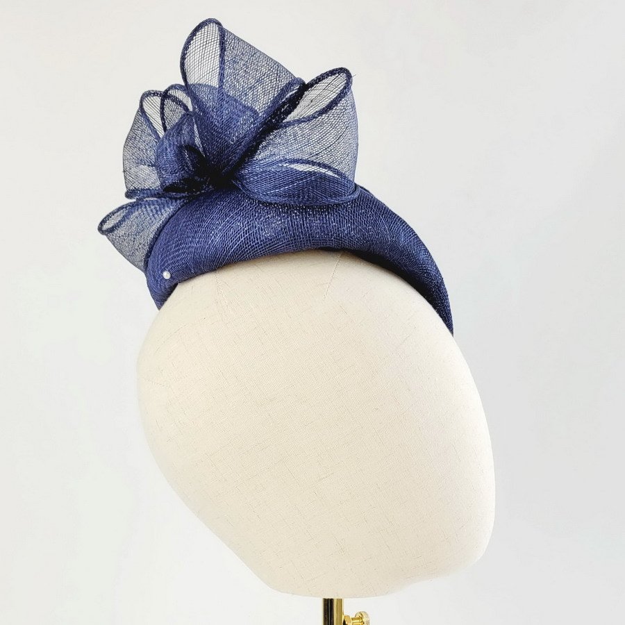 Navy Blue Sloped Beret Hat with Loops - Image 9
