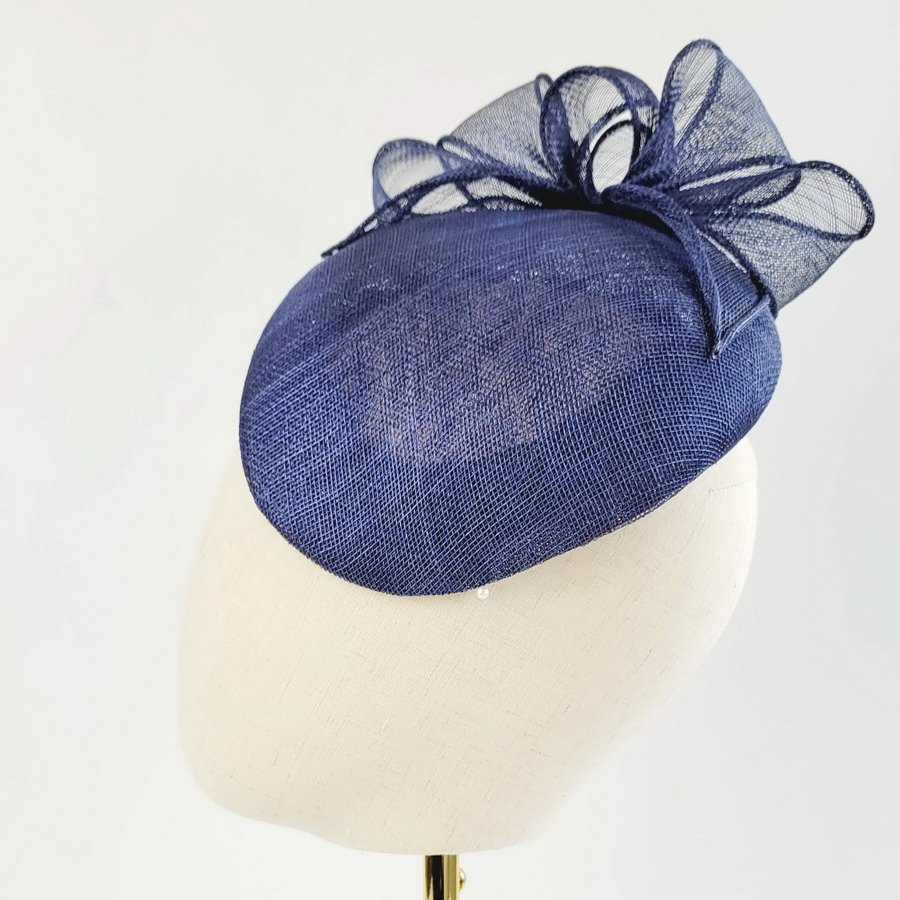 Navy Blue Sloped Beret Hat with Loops - Image 8