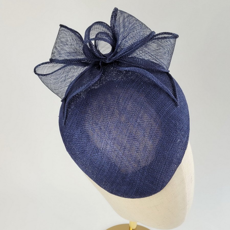 Navy Blue Sloped Beret Hat with Loops - Image 3