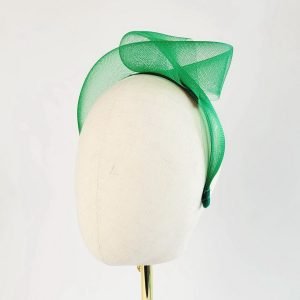 Emerald Green Crinoline Knot Headband worn to the left of the head