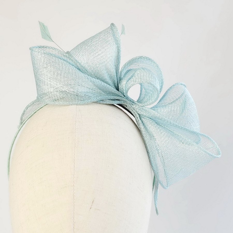 Aqua Blue Loop Fascinator with Coque Feathers - Image 3